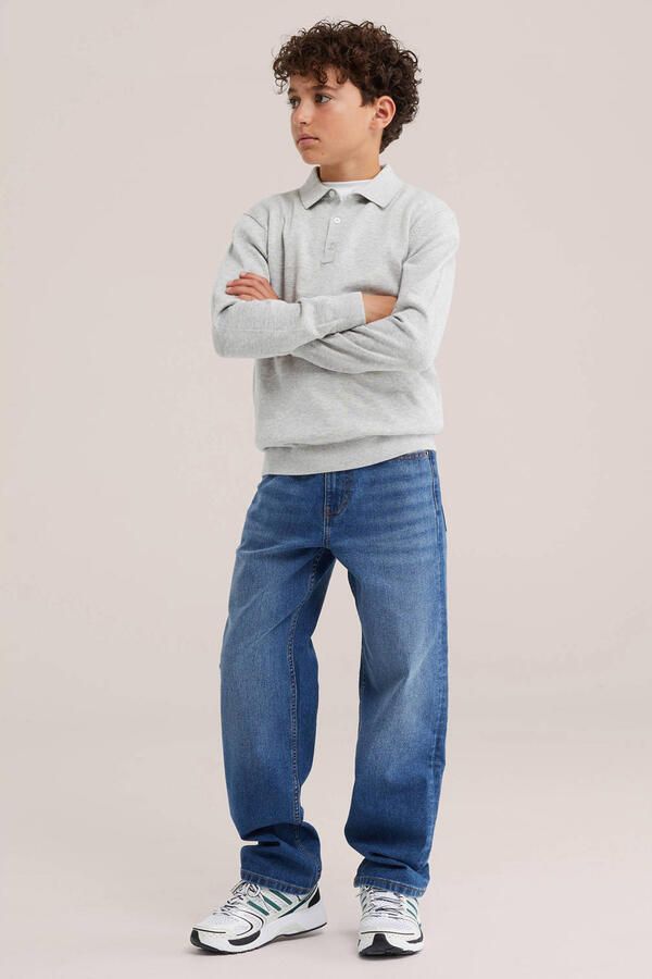 WE Fashion katoenen gebreide trui lightgrijs - Foto 3