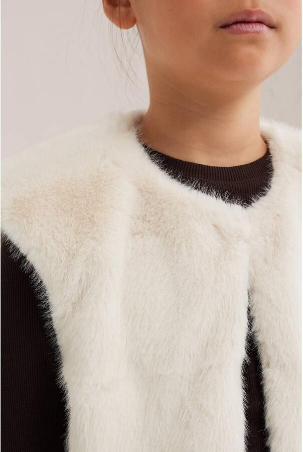 WE Fashion imitatiebont gilet ecru Effen - Foto 2