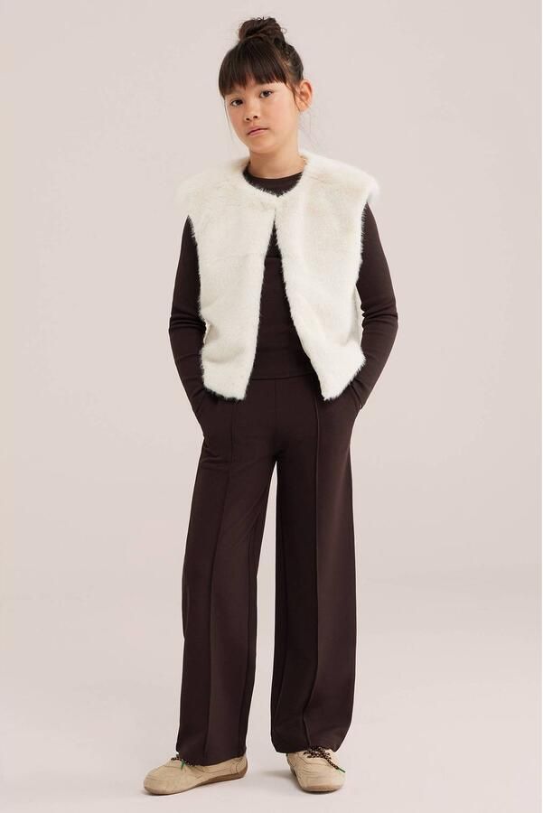 WE Fashion imitatiebont gilet ecru Effen - Foto 3