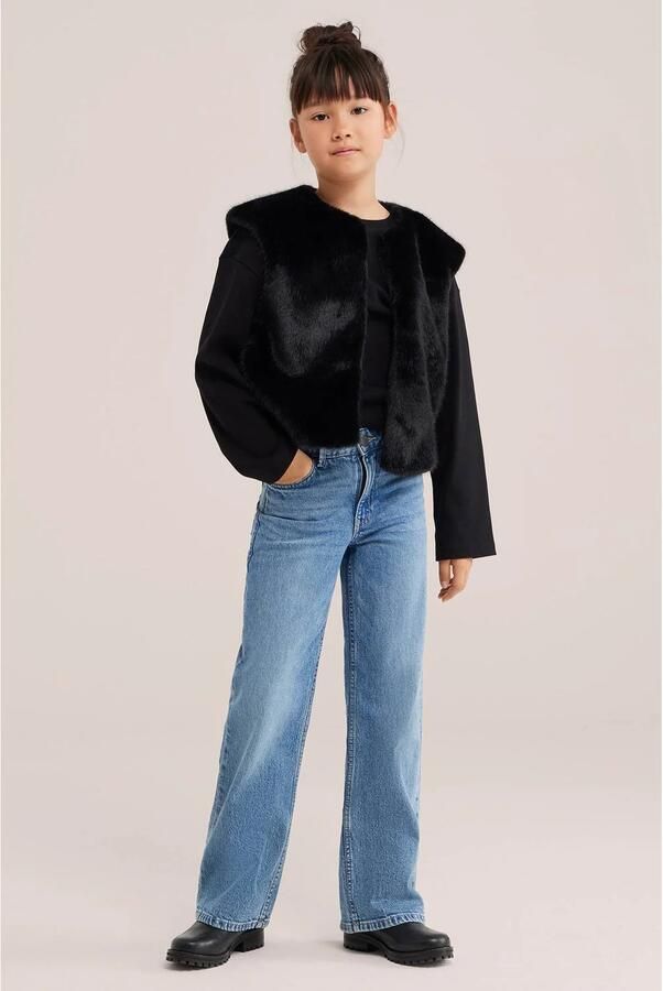WE Fashion imitatiebont gilet zwart - Foto 2