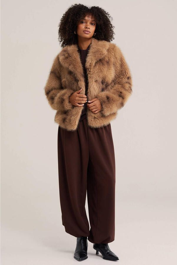 WE Fashion imitatiebont winterjas beige - Foto 2