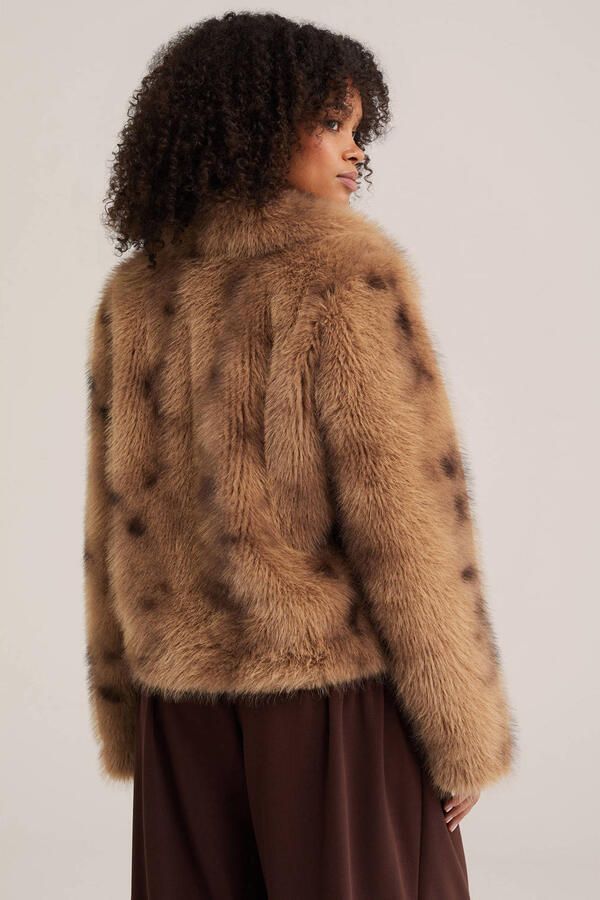 WE Fashion imitatiebont winterjas beige - Foto 3