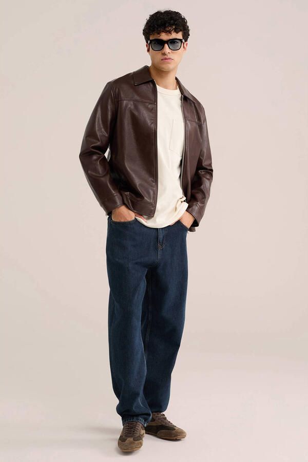 WE Fashion imitatieleren jas donkerbruin - Foto 2