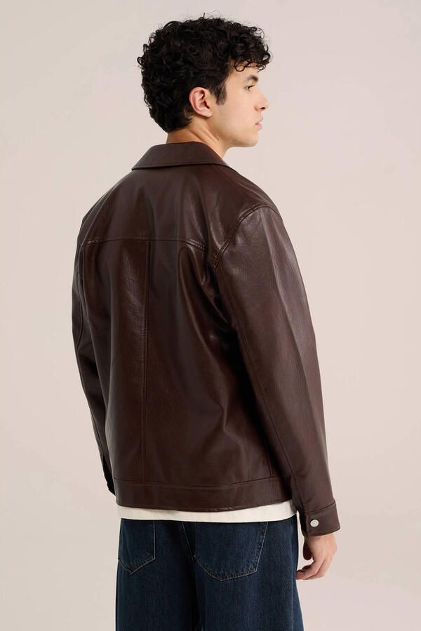 WE Fashion imitatieleren jas donkerbruin - Foto 3
