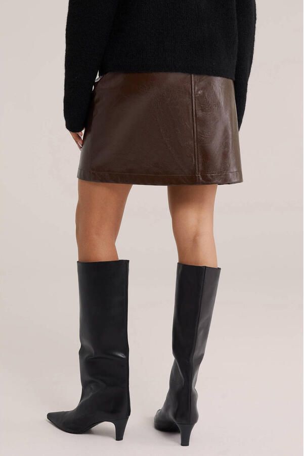 WE Fashion imitatieleren korte rok bruin - Foto 2