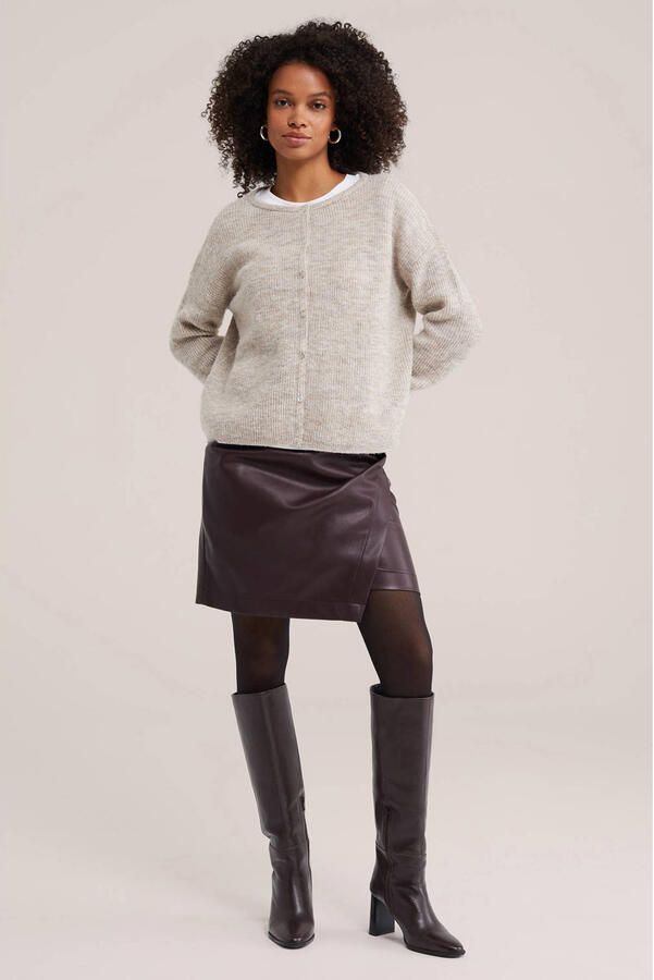 WE Fashion imitatieleren korte rok donkerrood - Foto 2