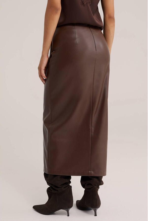 WE Fashion imitatieleren midi rok bruin - Foto 3