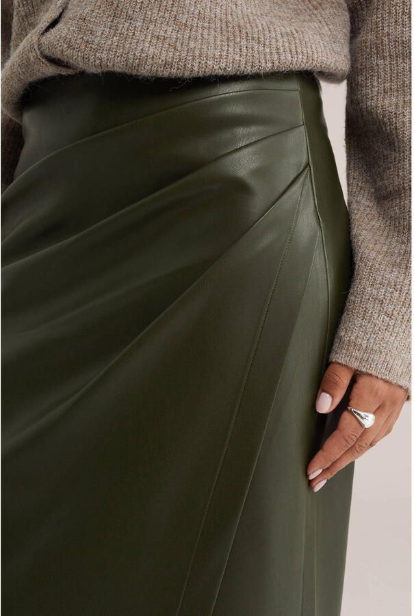 WE Fashion imitatieleren midi rok donkergroen - Foto 2