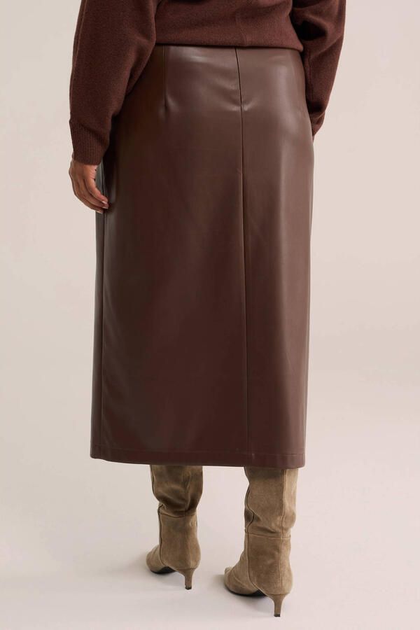 WE Fashion imitatieleren midi rok Plus Size bruin - Foto 3