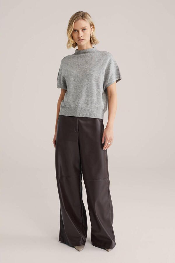 WE Fashion imitatieleren regular waist broek - Foto 2