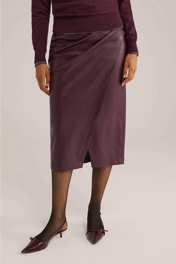 WE Fashion imitatieleren rok donkerrood - Foto 2