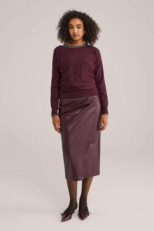 WE Fashion imitatieleren rok donkerrood - Foto 3