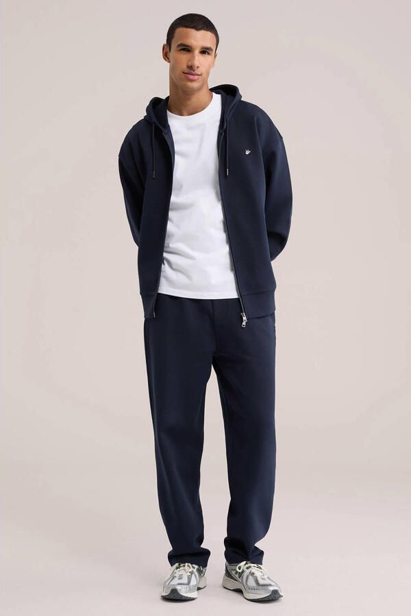 WE Fashion interlock sweatvest met borduursels donkerblauw - Foto 2