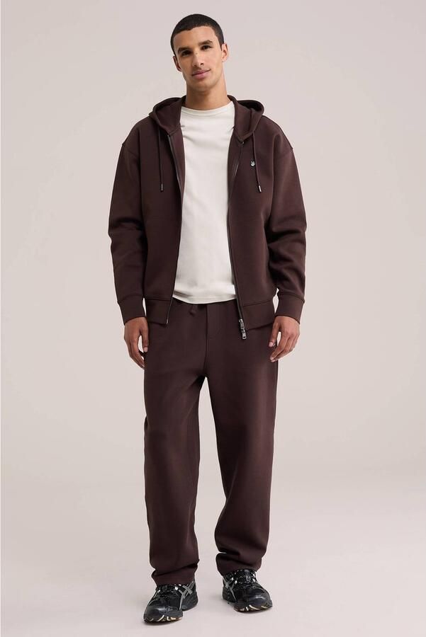 WE Fashion interlock sweatvest met borduursels donkerbruin - Foto 3