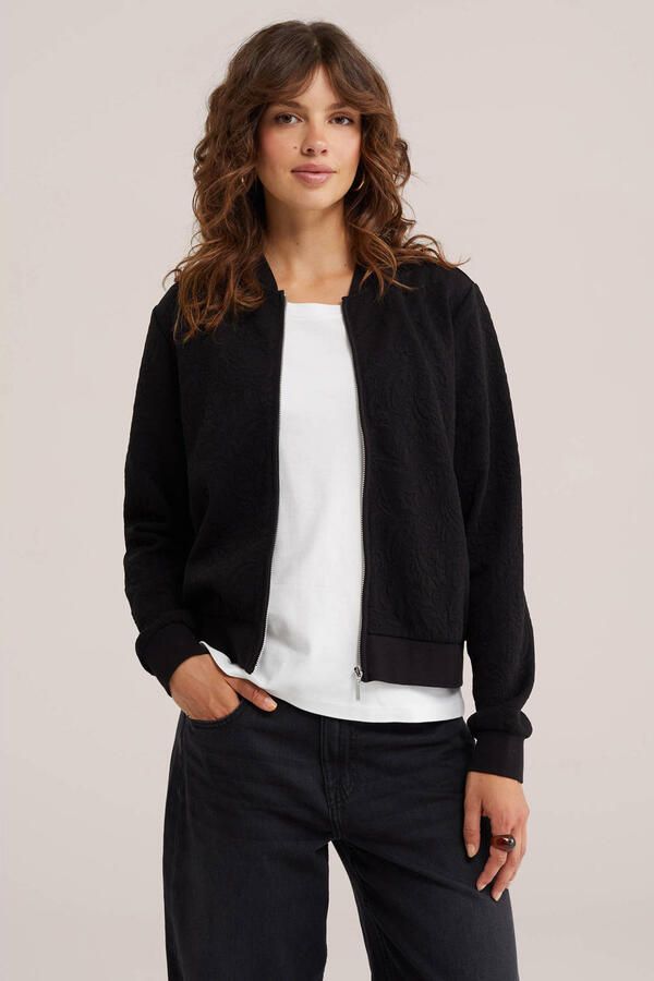 WE Fashion jacquard jas zwart