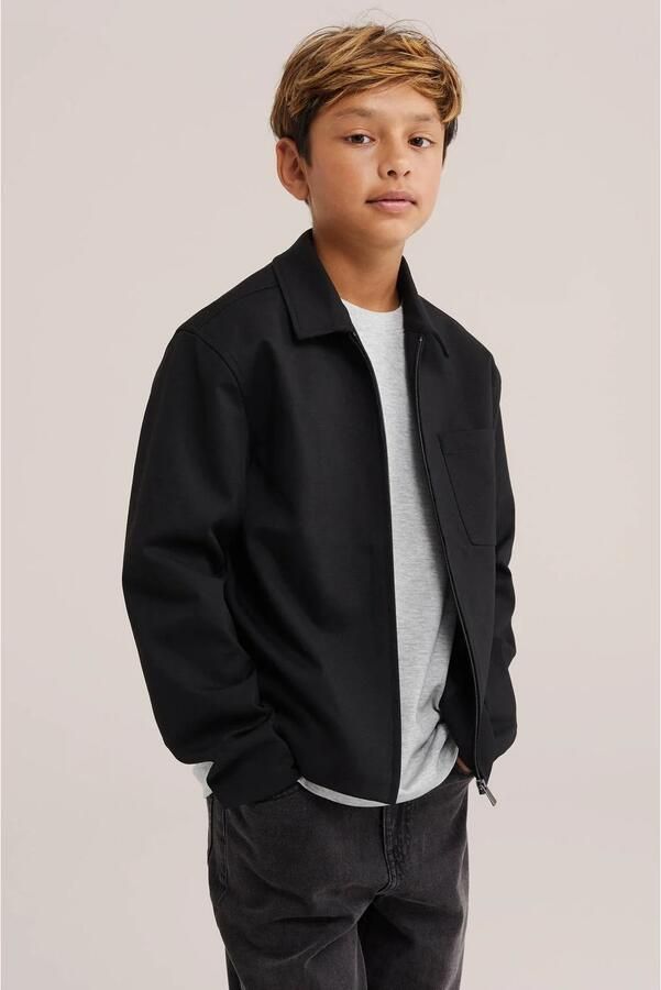 WE Fashion jas zwart Jongens Polyester Smokingkraag Effen - Foto 3