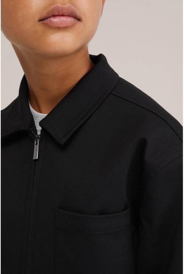 WE Fashion jas zwart Jongens Polyester Smokingkraag Effen - Foto 2