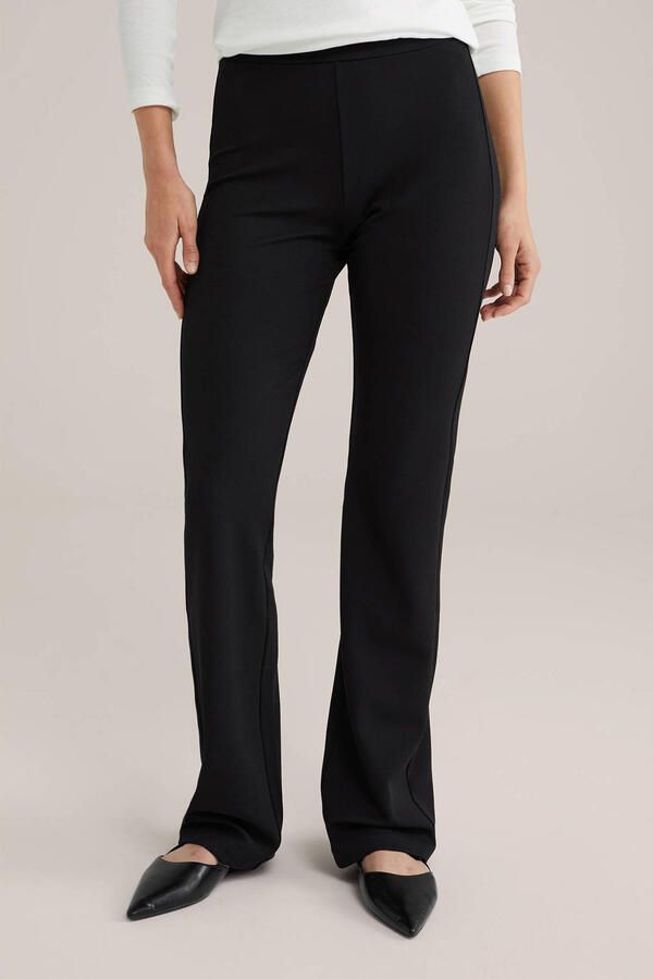 WE Fashion jersey flared regular waist flared broek zwart