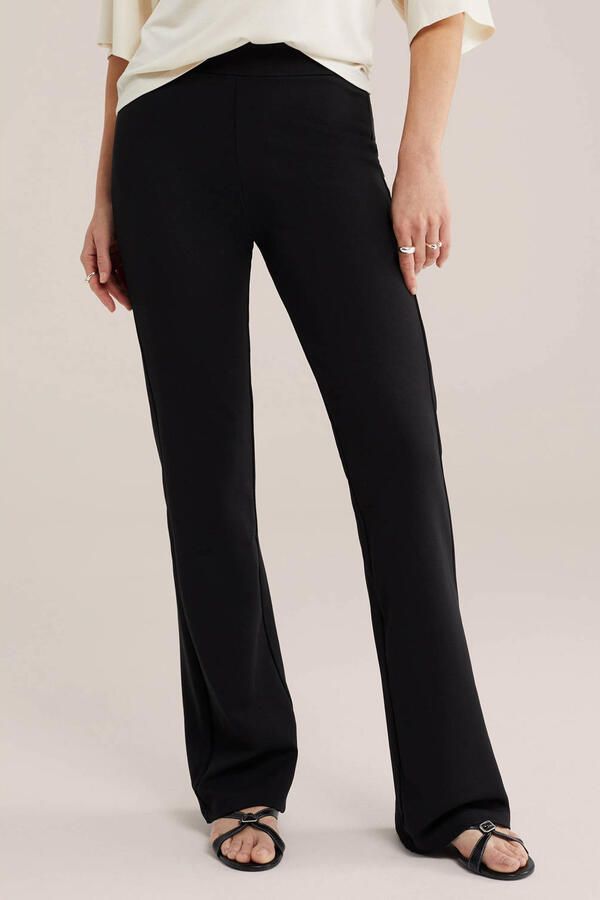 WE Fashion jersey flared regular waist flared broek zwart - Foto 3