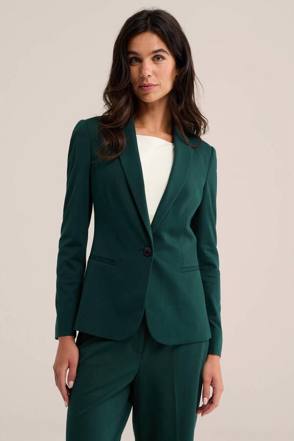 WE Fashion jersey getailleerde blazer groen
