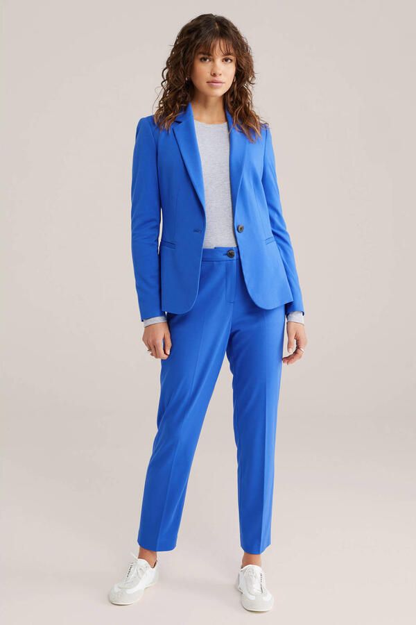 WE Fashion jersey getailleerde blazer Liz blauw - Foto 2