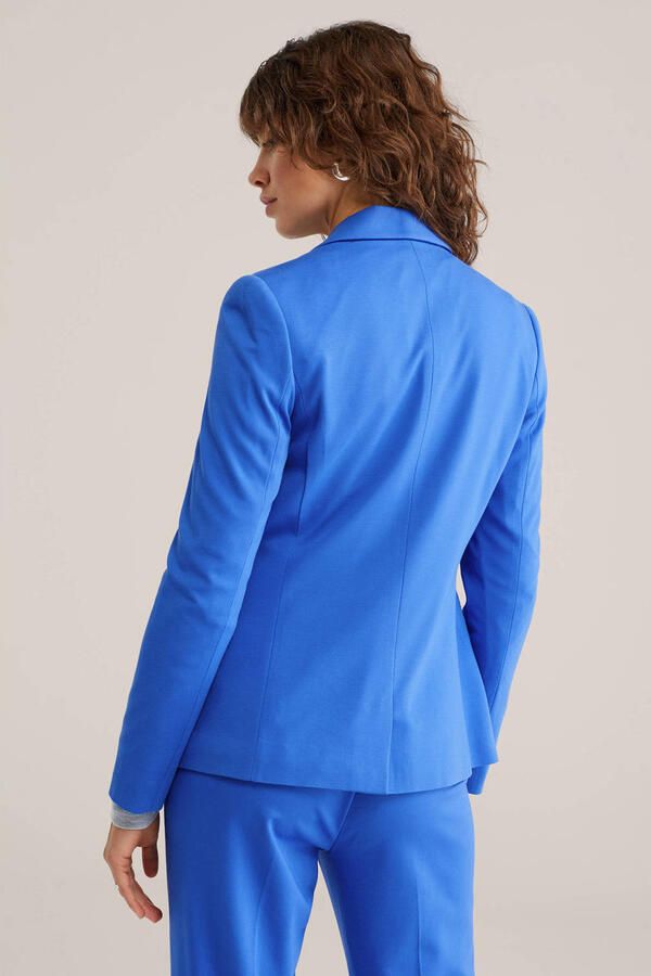 WE Fashion jersey getailleerde blazer Liz blauw - Foto 3