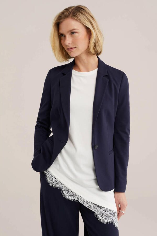 WE Fashion jersey getailleerde blazer Liz donkerblauw - Foto 3