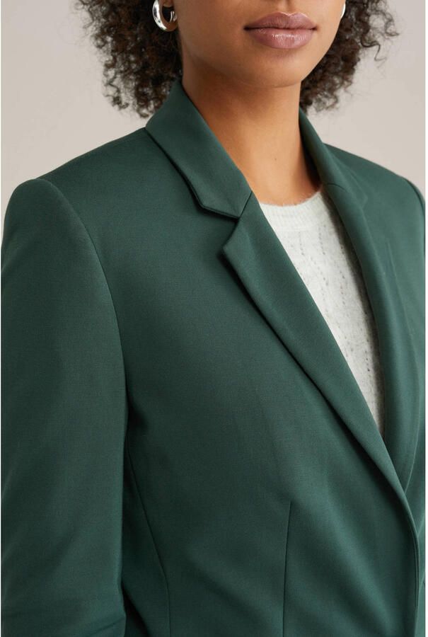 WE Fashion jersey getailleerde blazer Liz donkergroen - Foto 2