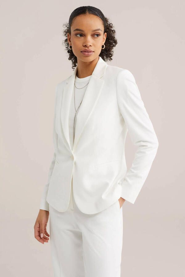 WE Fashion jersey getailleerde blazer Liz wit - Foto 2