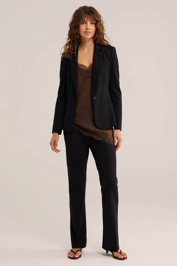WE Fashion jersey getailleerde blazer Liz zwart - Foto 3