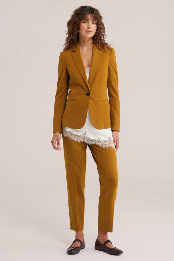 WE Fashion jersey getailleerde blazer oker - Foto 3