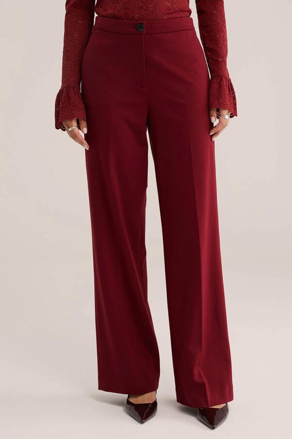 WE Fashion jersey high waist pantalon donkerrood