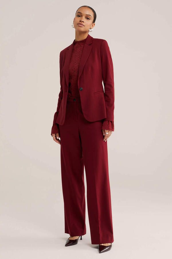 WE Fashion jersey high waist pantalon donkerrood - Foto 2