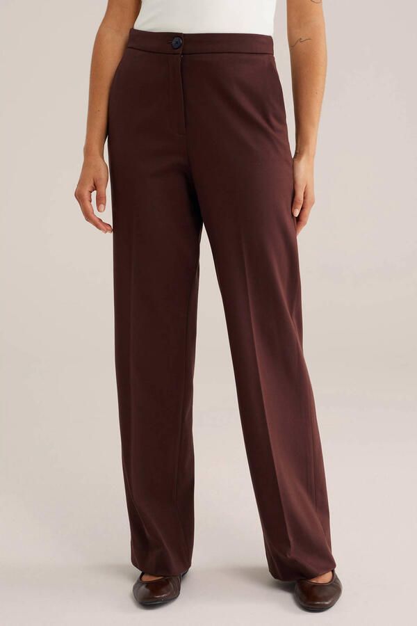 WE Fashion jersey loose fit pantalon met plooien bruin - Foto 1