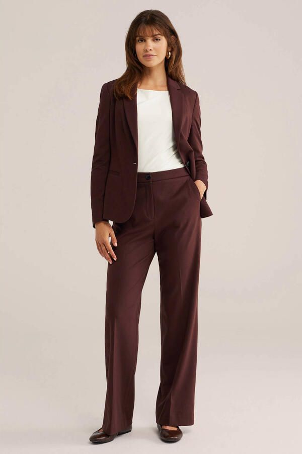 WE Fashion jersey loose fit pantalon met plooien bruin - Foto 3