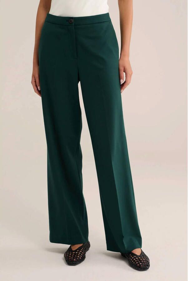 Jersey loose fit pantalon met plooien groen