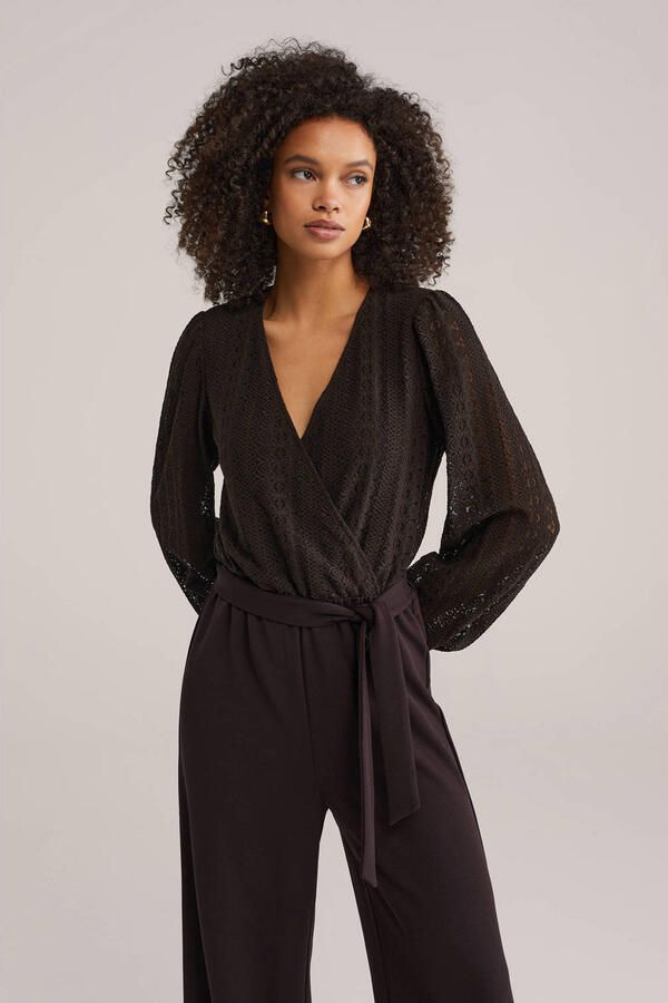 WE Fashion jumpsuit donkerbruin