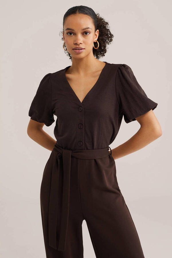 WE Fashion jumpsuit donkerbruin