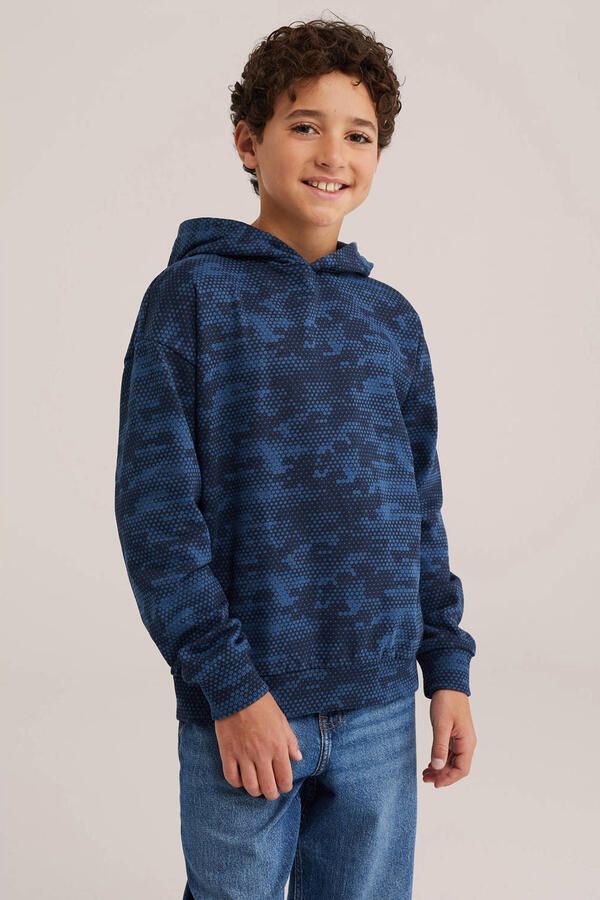 WE Fashion junior hoodie met print blauw