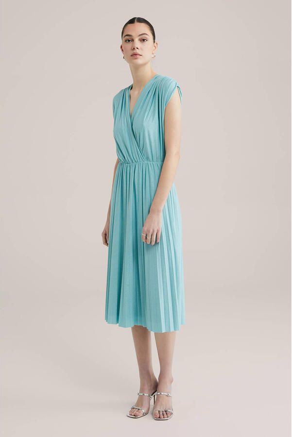 WE Fashion jurk met glitter turquoise - Foto 2