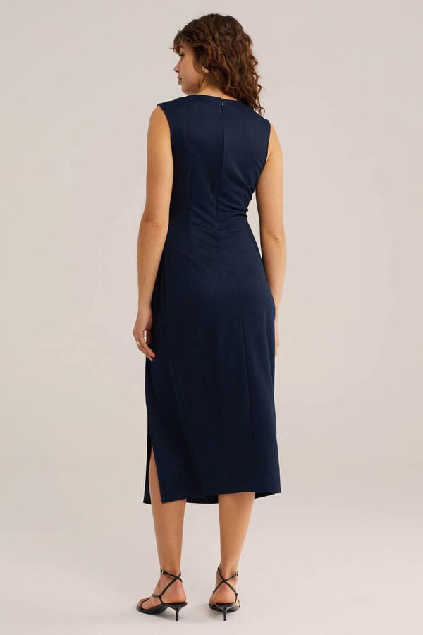 WE Fashion jurk met knoopdetail donkerblauw - Foto 2