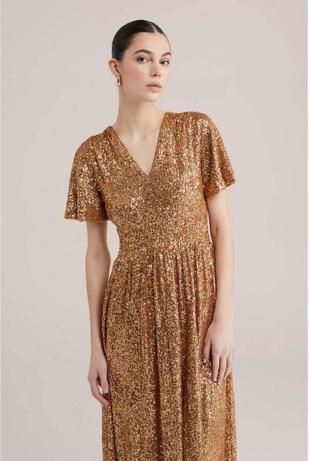 WE Fashion jurk met pailletten goud