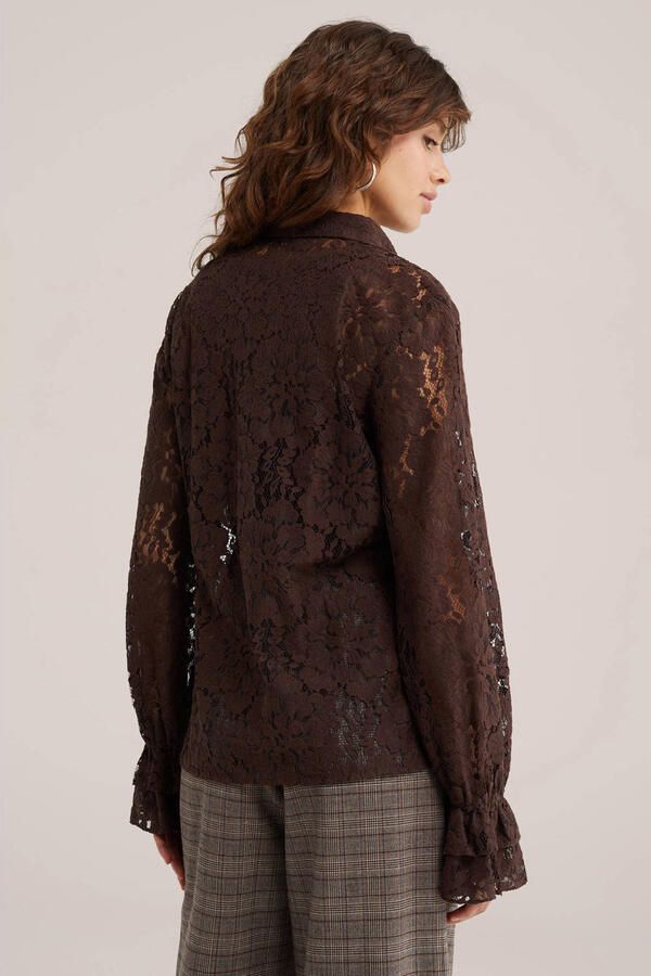 WE Fashion kanten blouse bruin - Foto 2