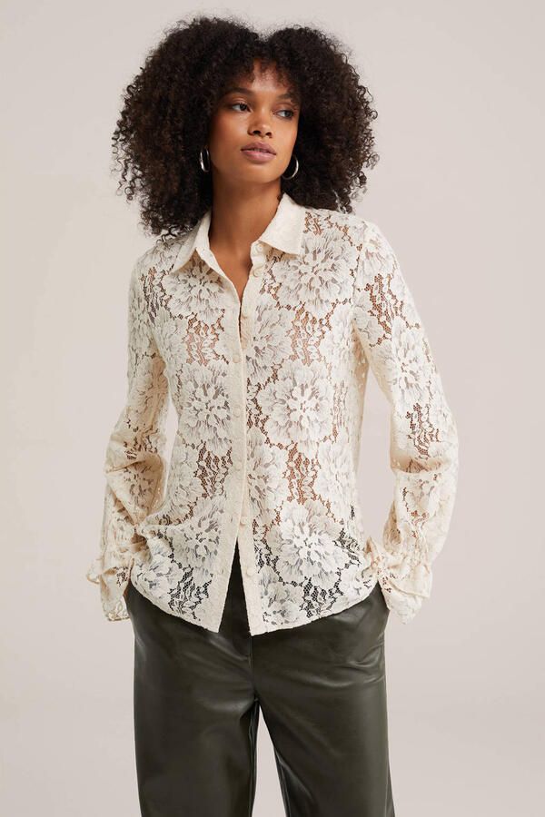 WE Fashion kanten blouse ecru