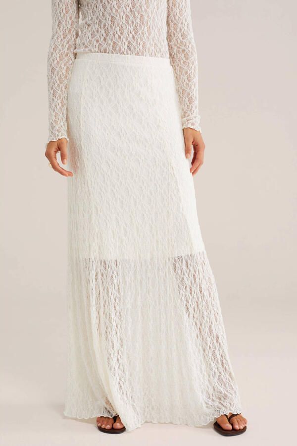 WE Fashion kanten midi rok ecru