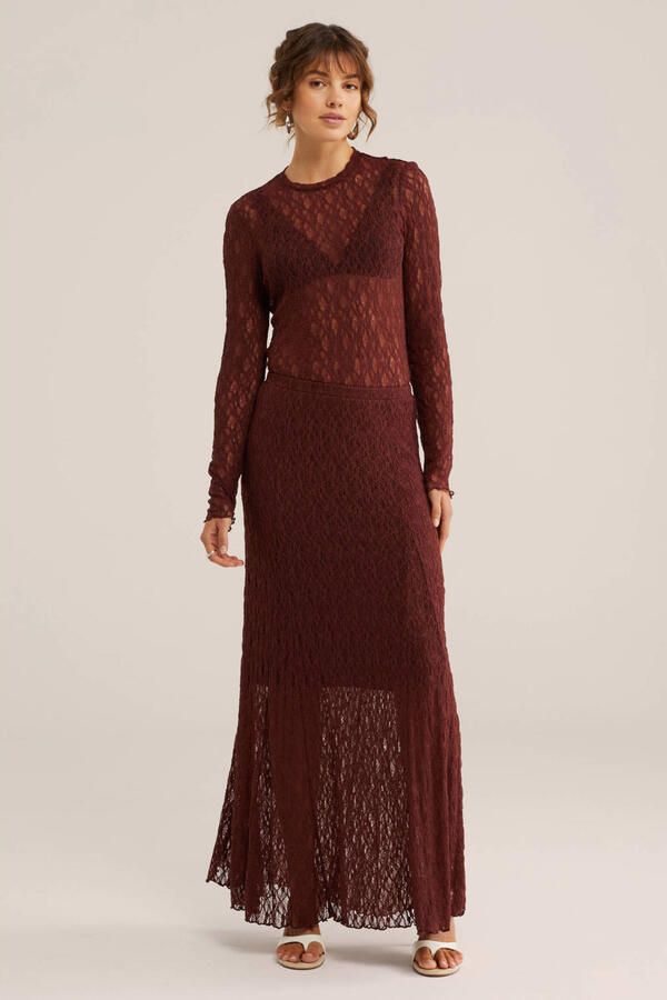 WE Fashion kanten midi rok rood