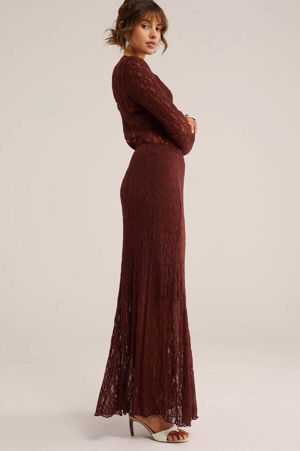 WE Fashion kanten midi rok rood - Foto 3