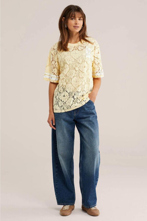 WE Fashion kanten T-shirt lichtgeel - Foto 3