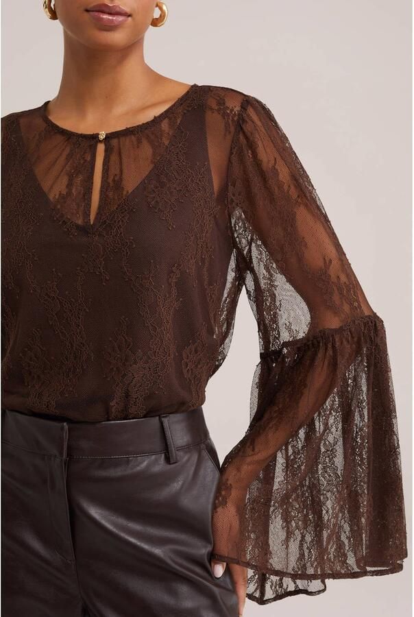 WE Fashion kanten top bruin - Foto 2