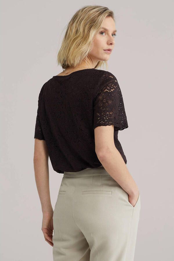 WE Fashion kanten top donkerbruin - Foto 3